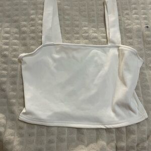 White Ribbed Women's Top